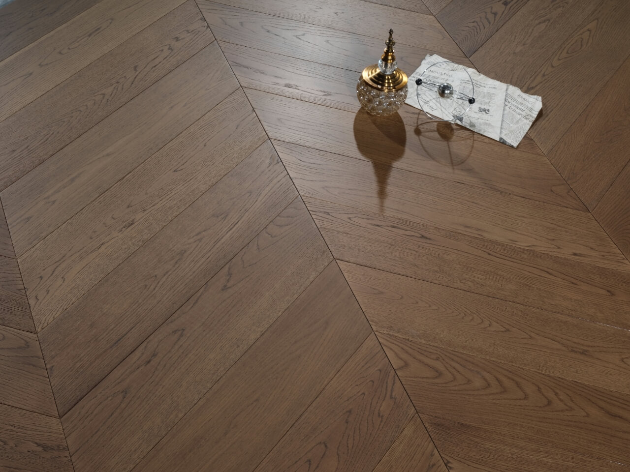 Engineered Timber Flooring - AB Grade 15/4mm CHEVRON - Y04 CLAY BROWN OAK
